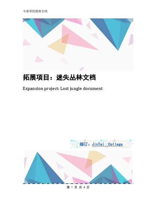 拓展项目：迷失丛林文档