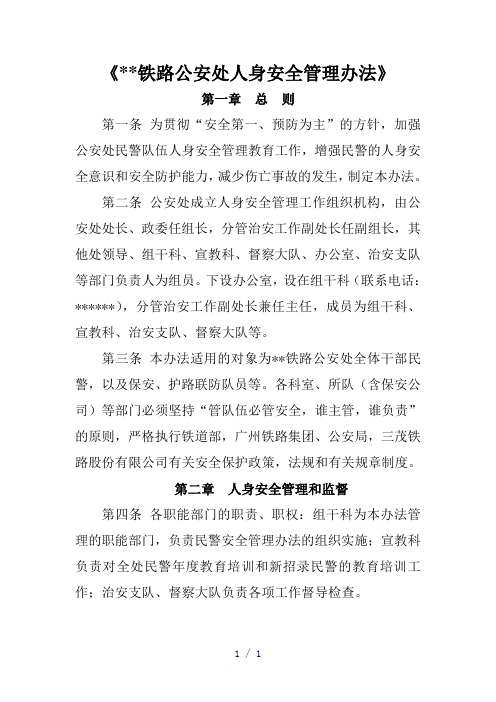 铁路公安处人身安全管理办法