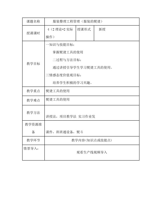 7服装整理工程管理服装的熨烫