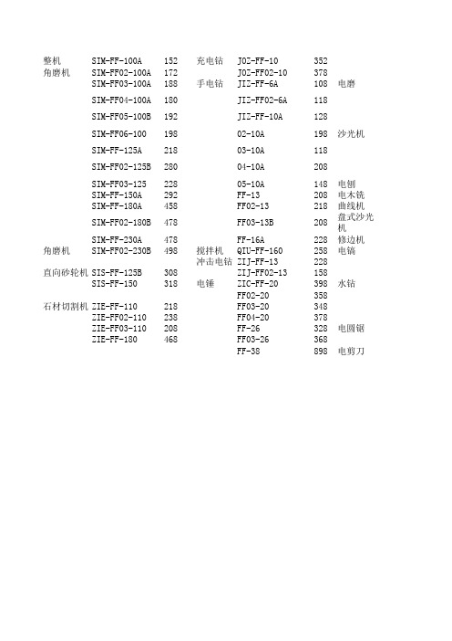 东成价格表