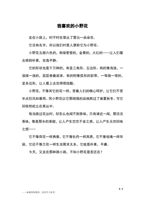 我喜欢的小野花_五年级作文