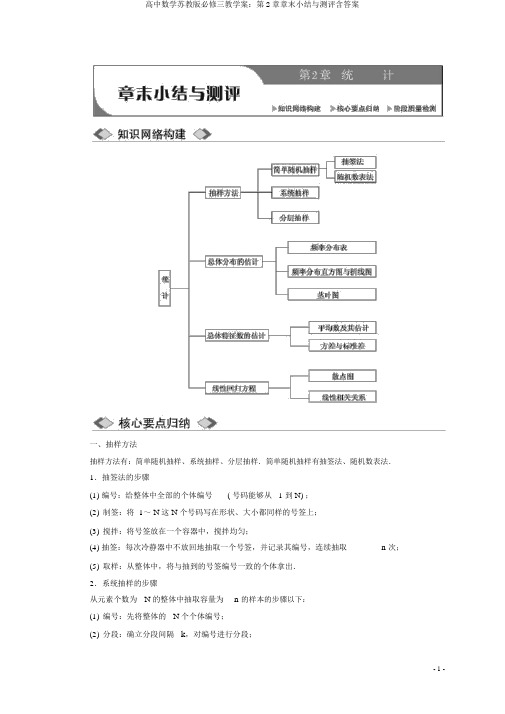 高中数学苏教版必修三教学案：第2章章末小结与测评含答案