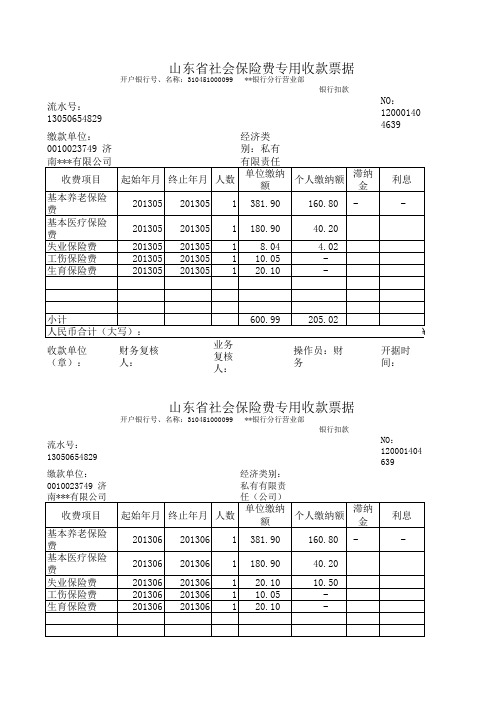 社会保险费申报表模板