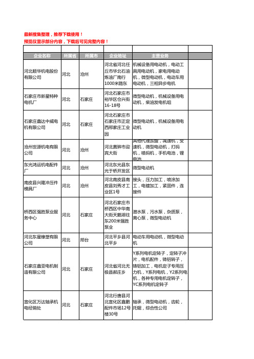 新版河北省微型电动机工商企业公司商家名录名单联系方式大全60家