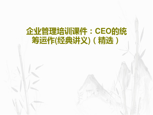 企业管理培训课件：CEO的统筹运作(经典讲义)(精选)PPT共24页