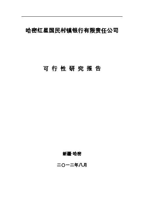 村镇银行可行性策划书