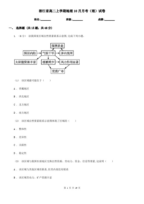 浙江省高二上学期地理10月月考(理)试卷