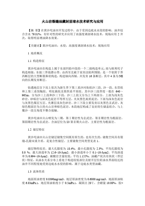 火山岩裂缝油藏封层堵水技术研究与应用