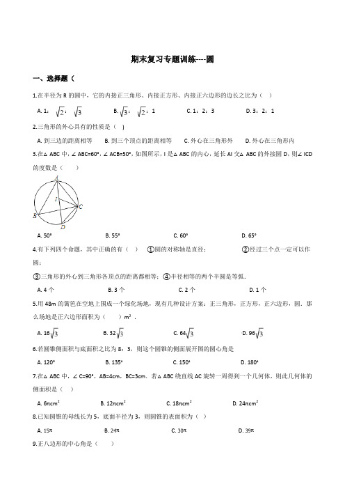 九年级上册数学期末复习专题训练----圆