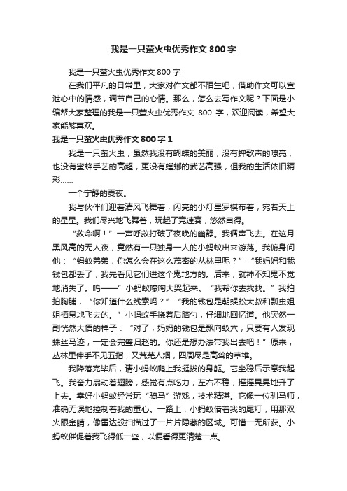 我是一只萤火虫优秀作文800字