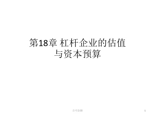 ch18 杠杆公司的估值与资本预算