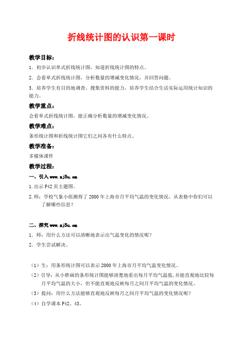 沪教版四年级下册数学教学设计 折线统计图的认识