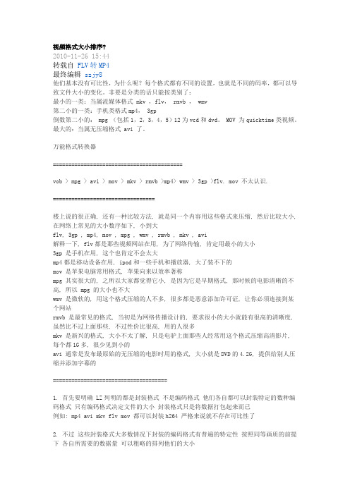 视频格式大小排序
