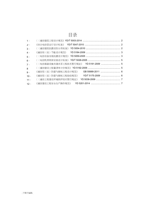 通信工程建设常用规范强制性条文汇编_公共部分