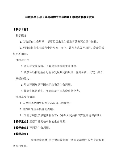 三年级科学下册-其他动物的生命周期教案-教科版