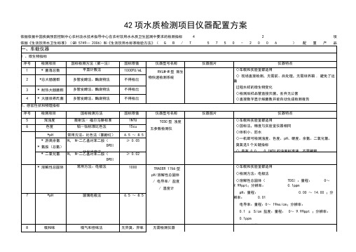 新建自来水厂化验室项水质检测项目仪器方案