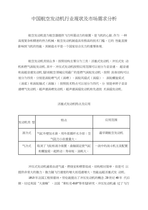 我国航空发动机行业现状及市场需求分析