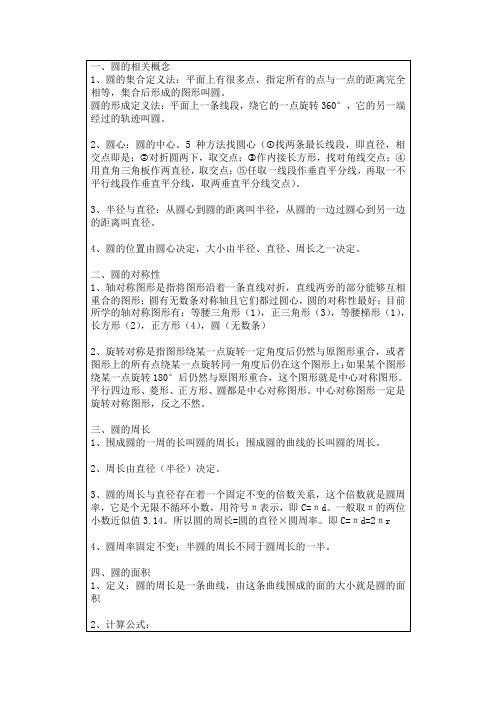 圆的周长及面积复习教案