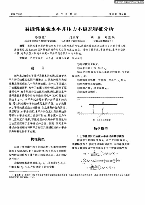 裂缝性油藏水平井压力不稳态特征分析