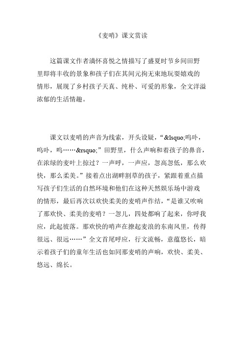 《麦哨》课文赏读