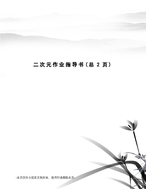 二次元作业指导书