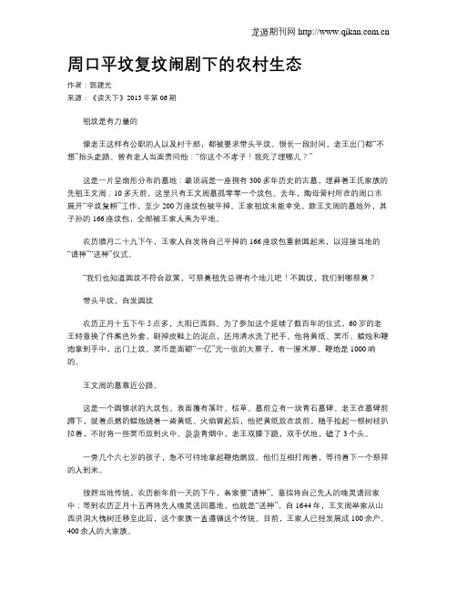 周口平坟复坟闹剧下的农村生态