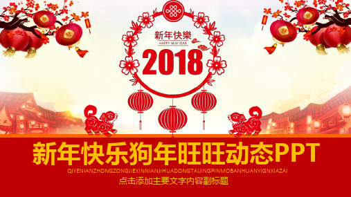 新年快乐狗年旺旺动态PPT模版