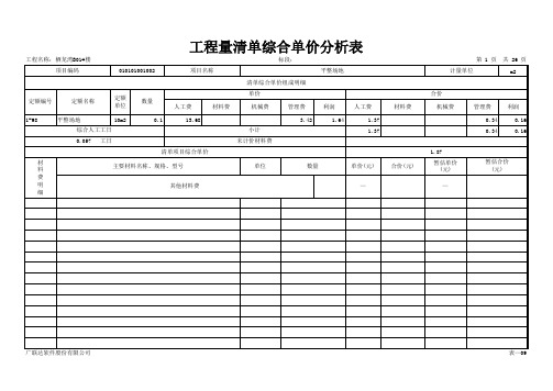 表09 工程量清单综合单价分析表(主要材料)