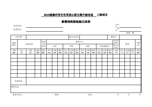 公路项目质量保证资料索引C-2表(检验记录表)C-2-75悬臂浇筑梁检验记录表