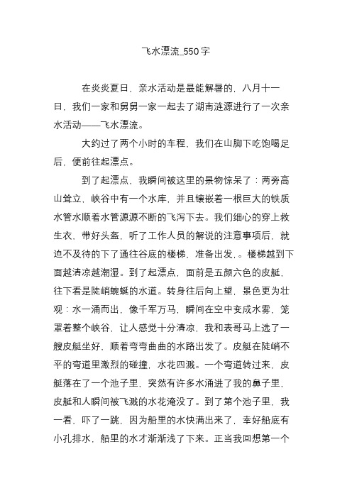 飞水漂流_550字