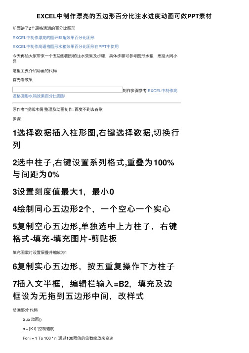 EXCEL中制作漂亮的五边形百分比注水进度动画可做PPT素材
