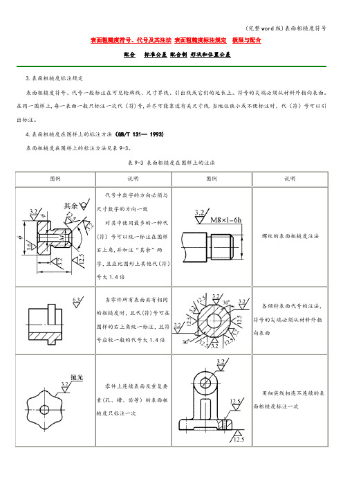 (完整word版)表面粗糙度符号