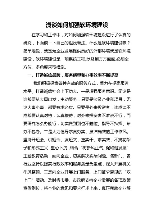 浅谈如何加强软环境建设