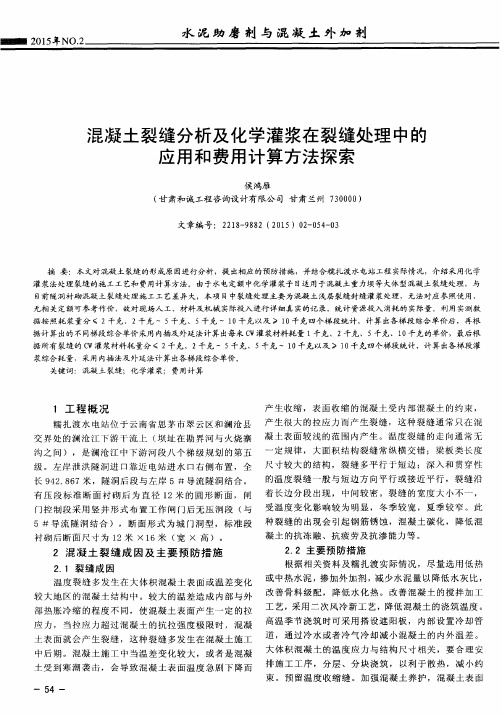 混凝土裂缝分析及化学灌浆在裂缝处理中的应用和费用计算方法探索