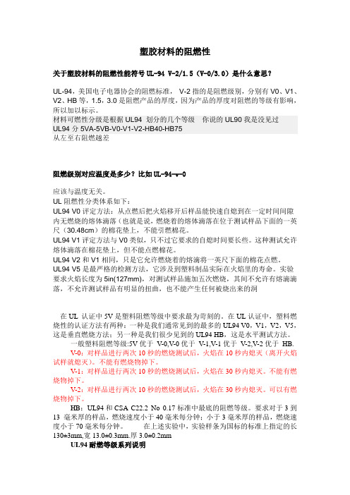 塑胶材料的阻燃性