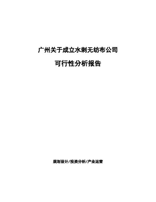 广州关于成立水刺无纺布公司可行性分析报告