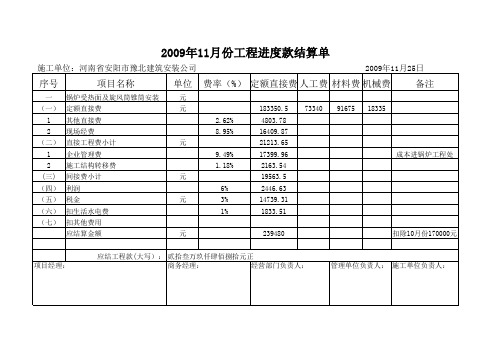 月份工程进度款结算单62+56