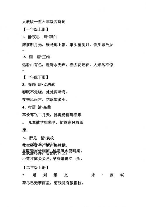 (小升初)人教版小学一至六年级古诗词_1