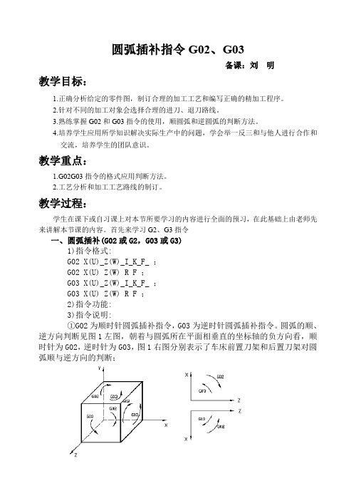 (完整word版)圆弧插补指令G02G03教案