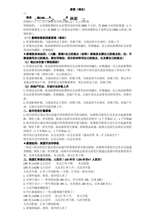 高一政治原理复习知识点