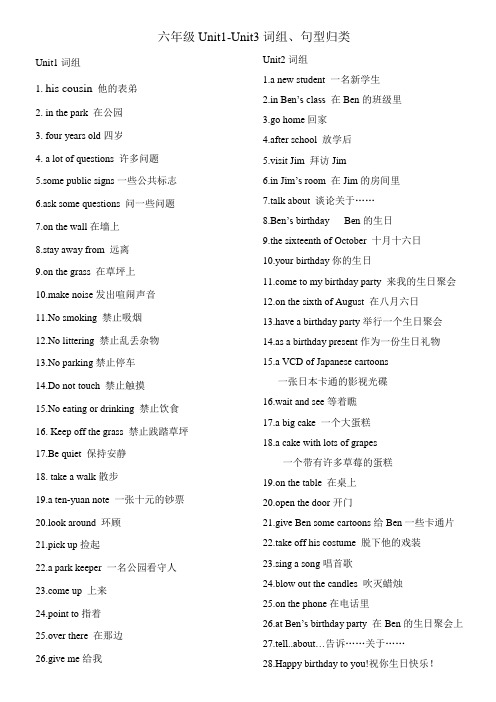 人教版六年级英语重点句子
