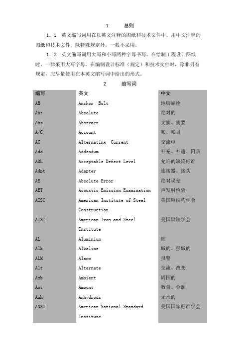机械设备专业英语缩写词