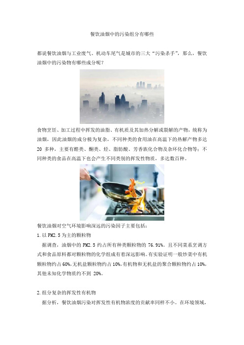 餐饮油烟中的污染组分有哪些