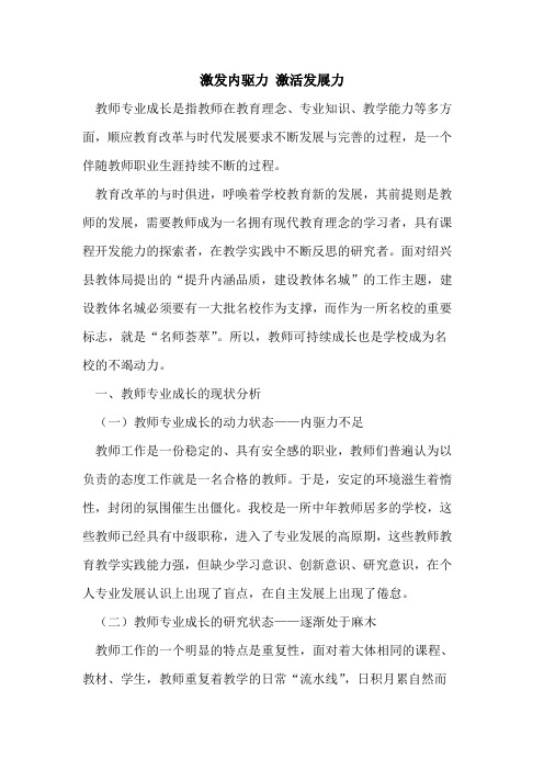 激发内驱力 激活发展力