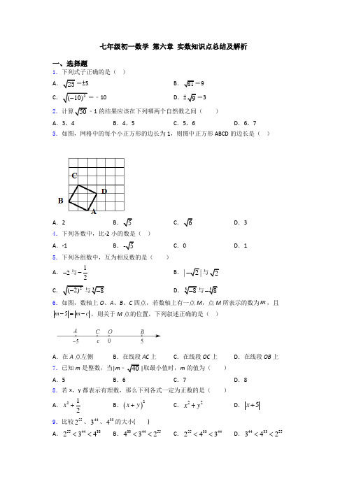 七年级初一数学 第六章 实数知识点总结及解析