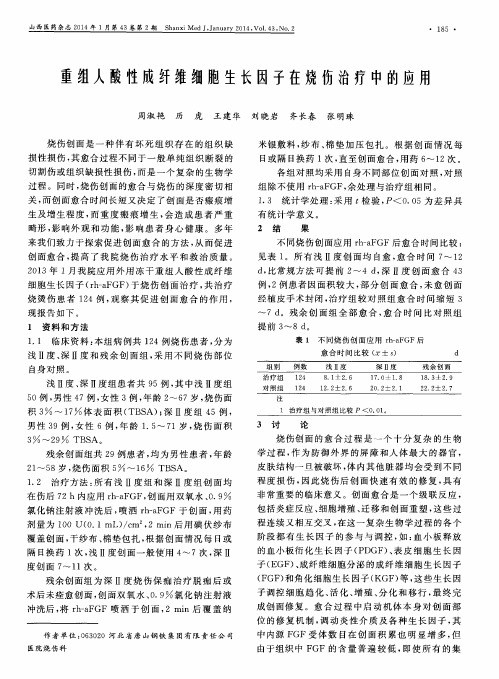重组人酸性成纤维细胞生长因子在烧伤治疗中的应用