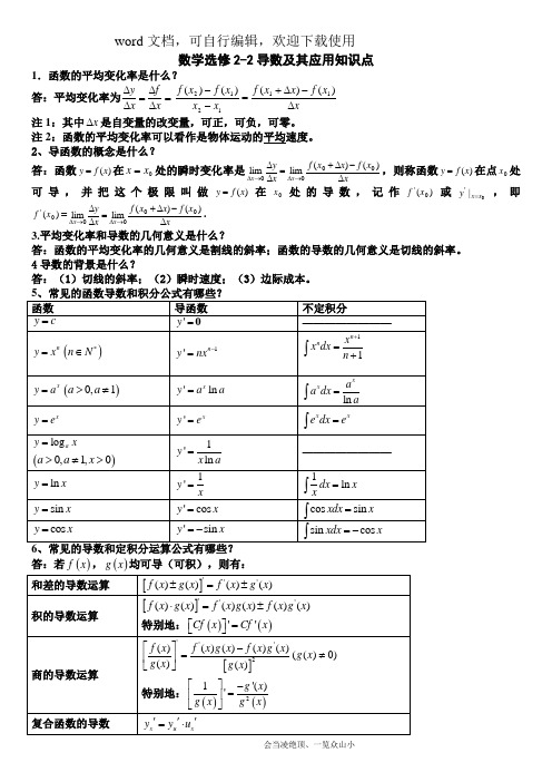 【实用】高中数学人教版选修2-2-2-3知识点总结 - 最新整理