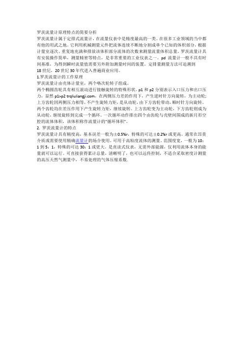 罗茨流量计原理特点解析
