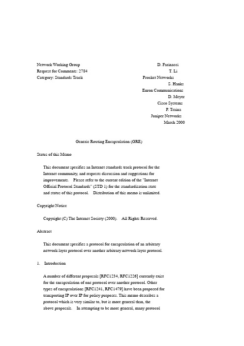 RFC 2784 GRE