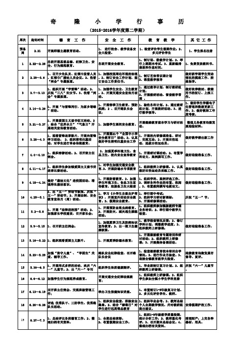 奇隆小学行事历(15-16)(第二学期)